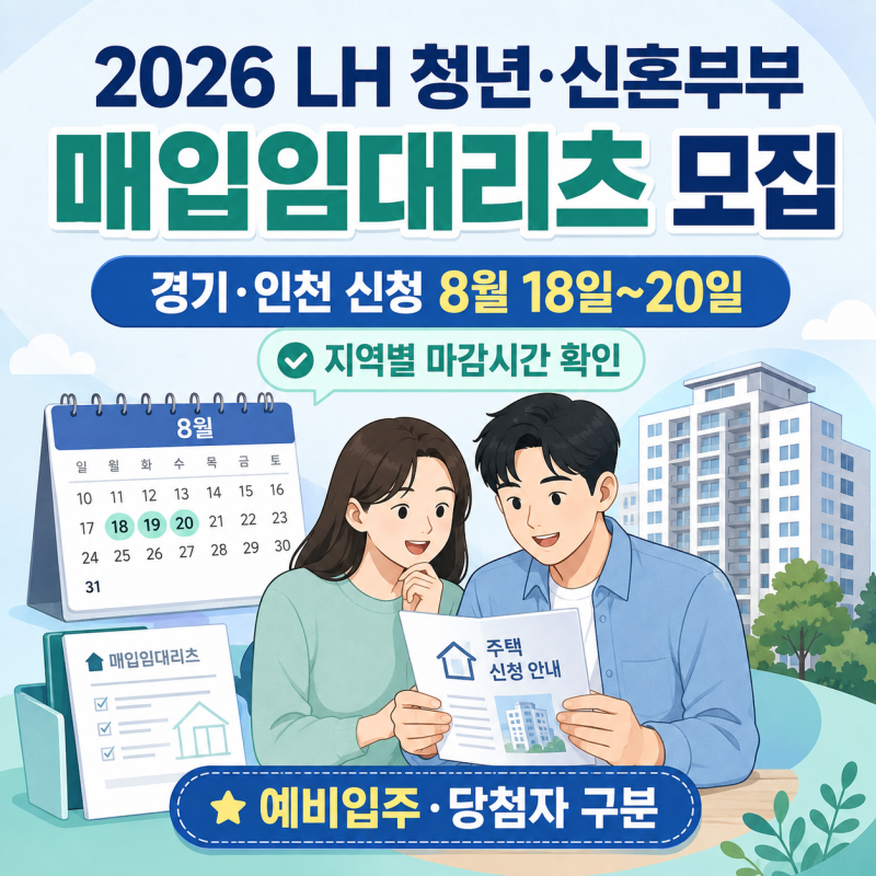 2026 LH 청년·신혼부부 매입임대리츠 8월 모집, 경기·인천 신청조건