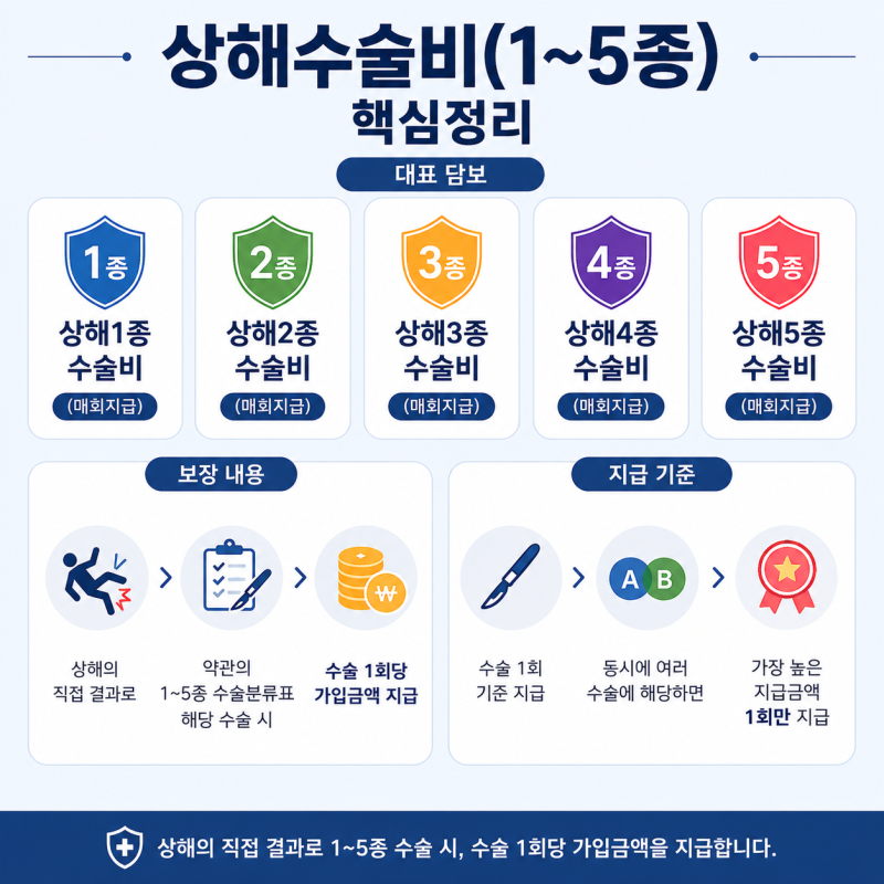 상해수술비 1~5종이란? 종수별 차이와 가입 시 확인할 사항