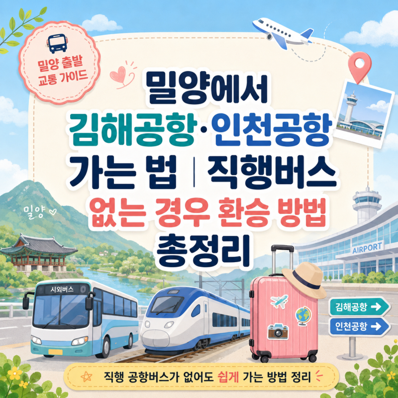 밀양에서 김해공항·인천공항 가는 법｜직행버스 없는 경우 환승 방법 총정리