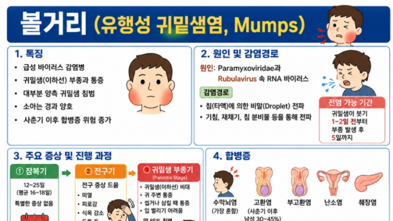 [아동간호학] 12. 볼거리(유행성 귀밑샘염, Mumps) 원인, 증상, 합병증 및 치료