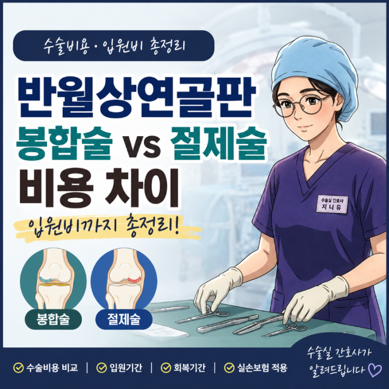 반월상연골판 봉합술 비용과 절제술 비용 차이, 입원비까지 총정리