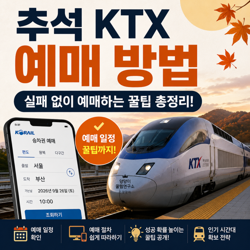 추석 KTX 예매 방법, 실패 없이 예매하는 가장 쉬운 방법 총정리