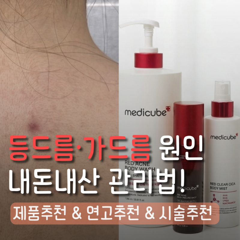 등드름·가드름 원인과 내돈내산 관리 ! 메디큐브 레드라인 바디워시, 피부과 연고 추천 & 시....