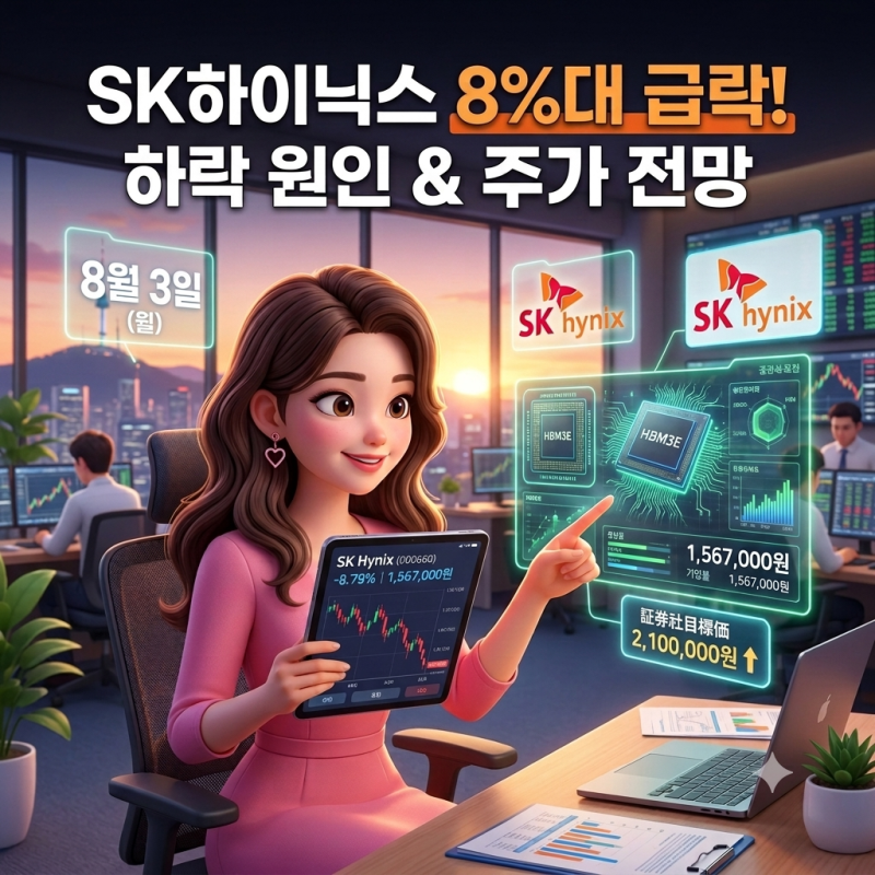 [SK하이닉스 주가 전망] 오늘 8%대 급락 원인 분석: 증권사 목표가와 HBM 반등 타점은?