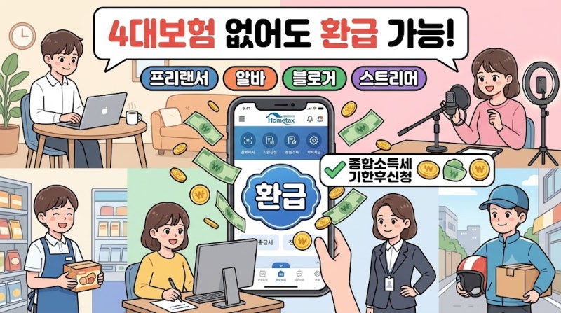4대보험 없어도 가능! 프리랜서·알바·블로거도 받을 수 있는 종합소득세 기한후신청 환급 ....