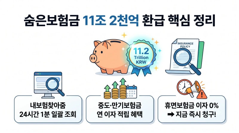 "숨은 돈 11조 2천억?" 2026 숨은보험금 환급 조회 & 내보험찾아줌 1분 신청 가이드!