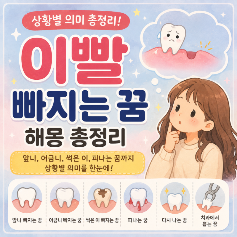 [해몽] 이빨 빠지는 꿈 해몽 총정리｜앞니, 어금니, 썩은 이, 피나는 꿈까지 상황별 의미