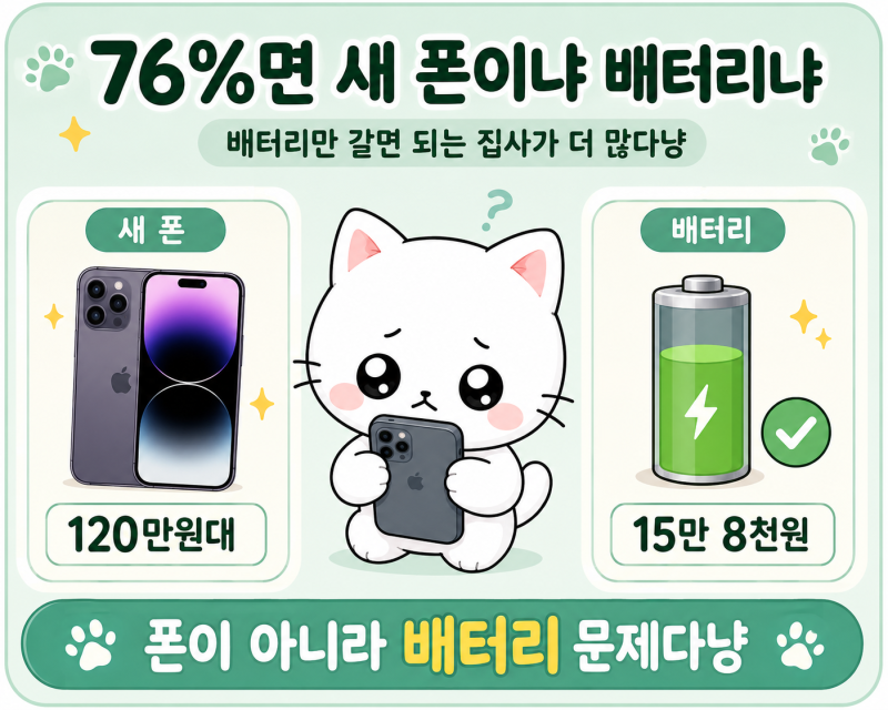 아이폰 배터리 교체 비용 15만 8천원 새 폰 사면 손해다냥
