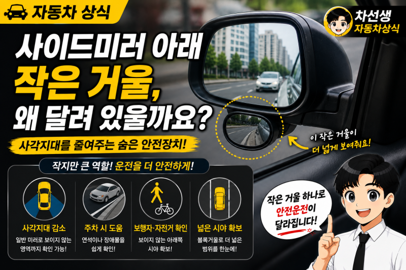 자동차 사이드미러 아래 작은 거울, 왜 달려 있을까요?
