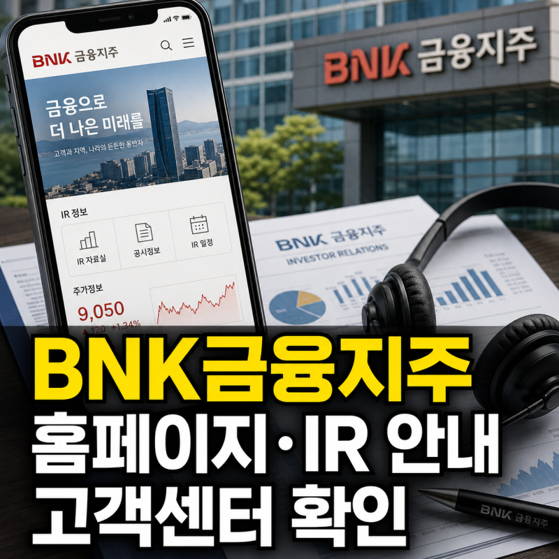 BNK금융지주 홈페이지 바로가기와 그룹사 IR 고객센터 전화번호 안내
