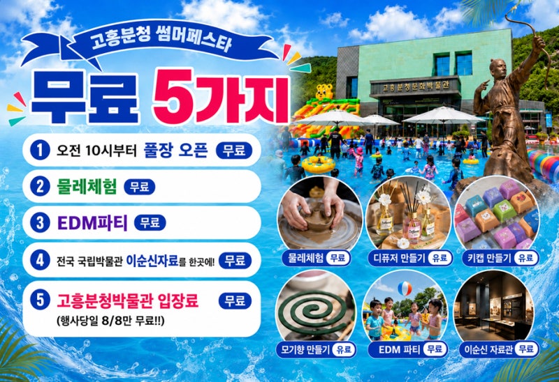 고흥 가볼만한곳 2026 고흥분청썸머페스타 전남 물놀이장 고흥 여행 코스 아이와 갈만한곳