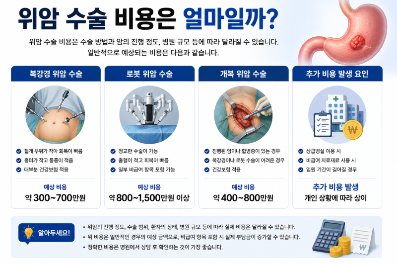 위암 수술 비용 총정리, 실제 부담금 얼마나 될까?