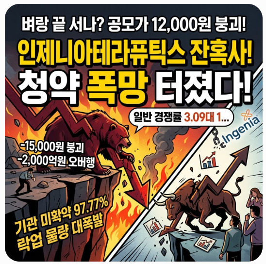 "공모가 12,000원도 무거웠다" - "일반 경쟁률 3대 1 폭망!"…1조 원 기....