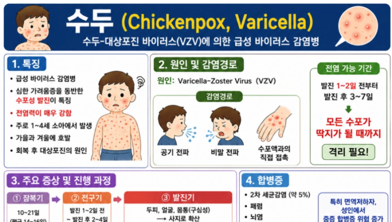 [아동간호학] 13. 수두(Chickenpox, Varicella) 원인, 증상, 합병증 및 치료