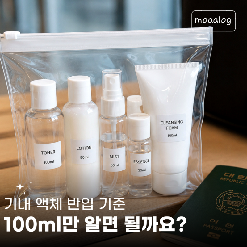 비행기 기내 액체 반입 용량 기준 100ml 규정, 화장품부터 김치까지 한눈에
