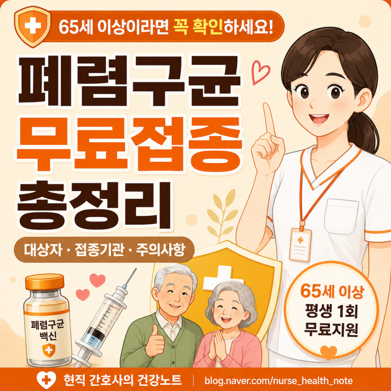 65세 이상 폐렴구균 무료접종 총정리｜지원 대상·신청방법 한눈에 보기