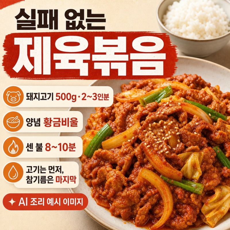 실패 없는 제육볶음 레시피｜돼지고기 500g 양념 황금비율