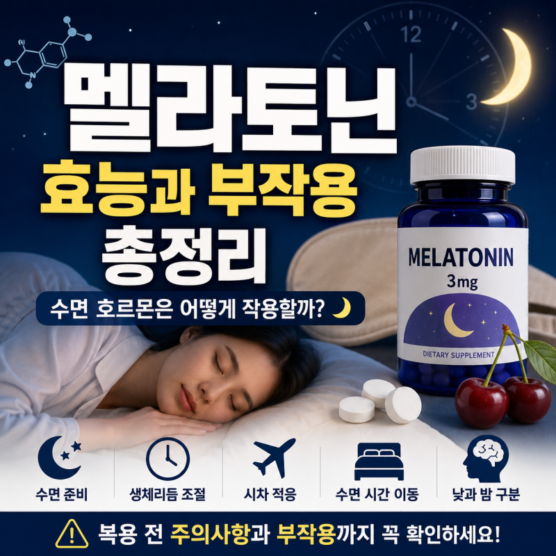 멜라토닌 효능과 부작용 총정리｜수면 호르몬은 어떻게 작용할까?