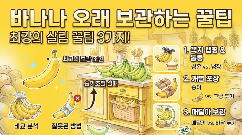 바나나 오래 보관하는 꿀팁, 검게 변하지 않게 신선하게 유지하는 방법
