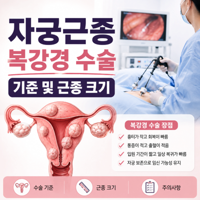 자궁근종 수술 기준 근종 크기, 복강경 수술 알아봐요