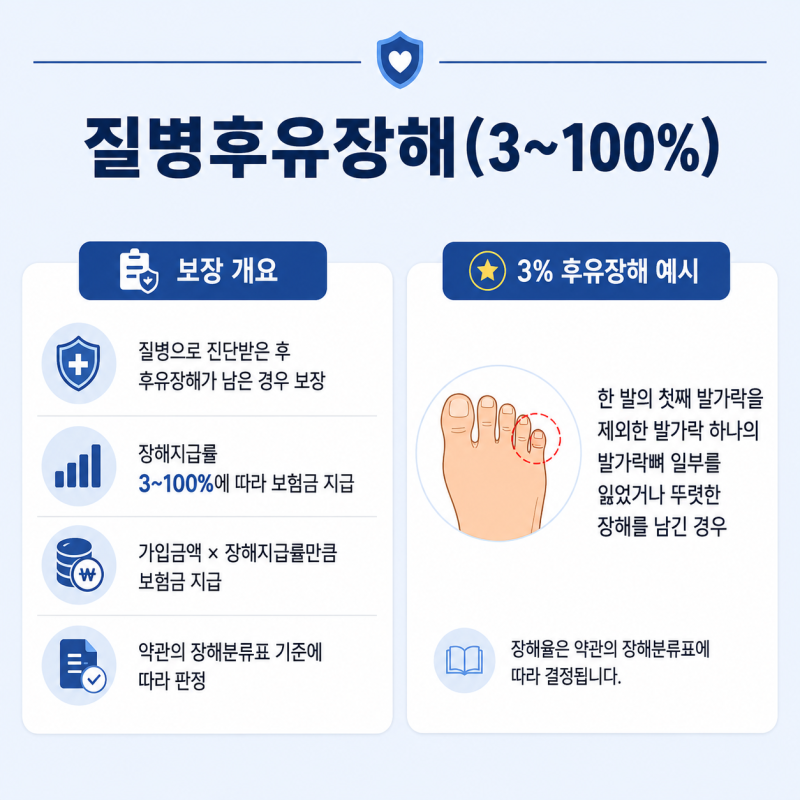 질병후유장해표, 3%부터 100%까지 어떻게 보장될까