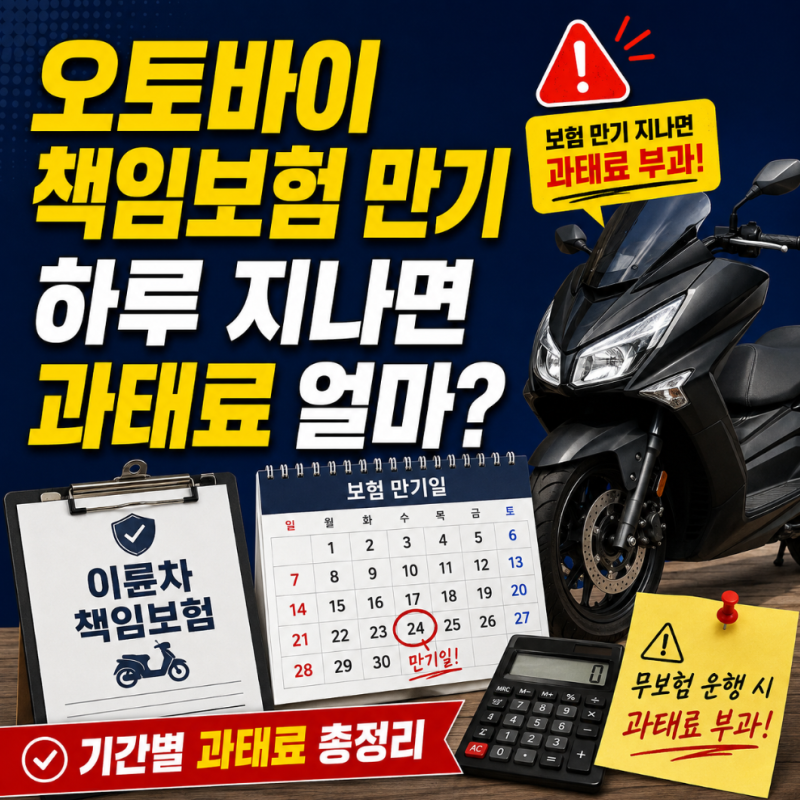 오토바이 책임보험 만기 하루 지나면 과태료 얼마일까