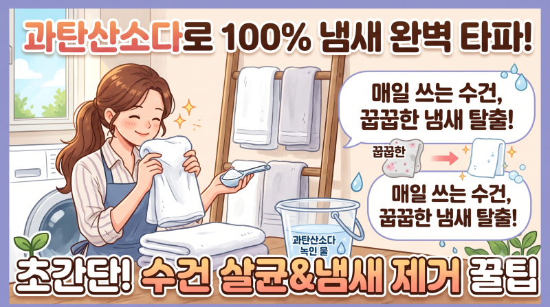 매일 쓰는 수건 꿉꿉한 냄새 제거하는 과탄산소다 활용법