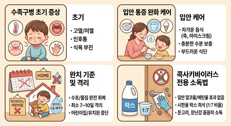영유아 수족구병 33배 폭증! 초기증상, 입안 통증 완화 완벽 홈케어 및 전용 락스 소독법 총정....