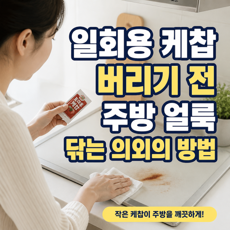 일회용 케찹 버리기 전 주방 얼룩 닦는 의외의 방법
