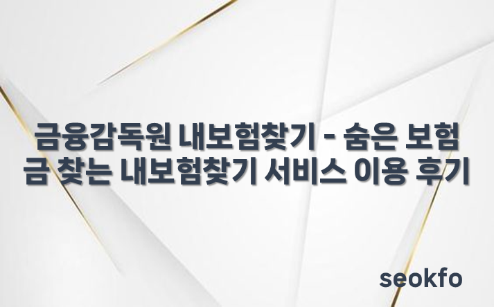 금융감독원 내보험찾기 - 숨은 보험금 찾는 내보험찾기 서비스 이용 후기