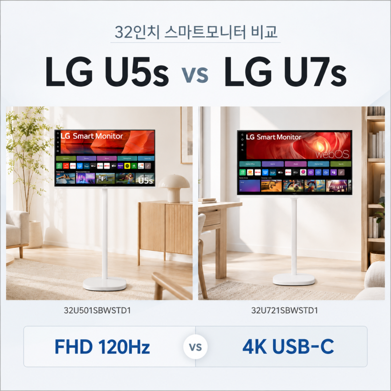 ️ LG 스마트모니터 스윙 AI 라이트 U5s·U7s 차이｜32인치 FHD·4K 선택 기준