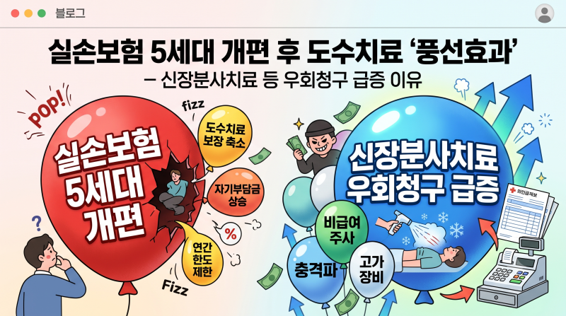 실손보험 5세대 개편 후 도수치료 '풍선효과' — 신장분사치료 등 우회청구 급증 이유