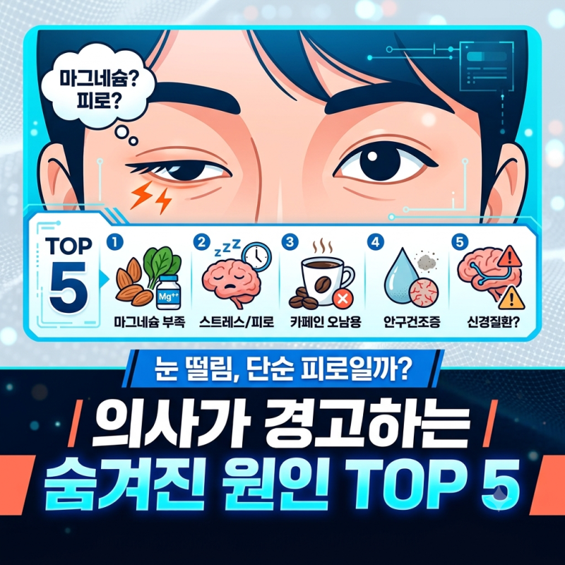 눈 떨림 원인 TOP 5, 단순 피로일까? 의사가 경고하는 뜻밖의 질환!