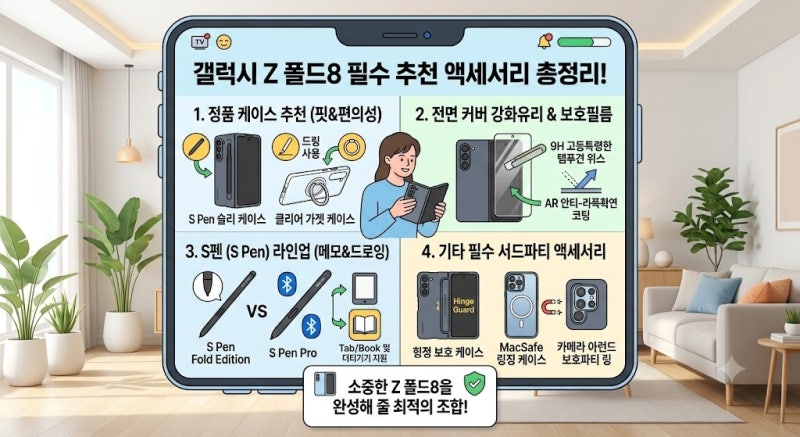 갤럭시 Z 폴드8 추천 액세서리 총정리! 정품 케이스부터 강화유리·S펜까지