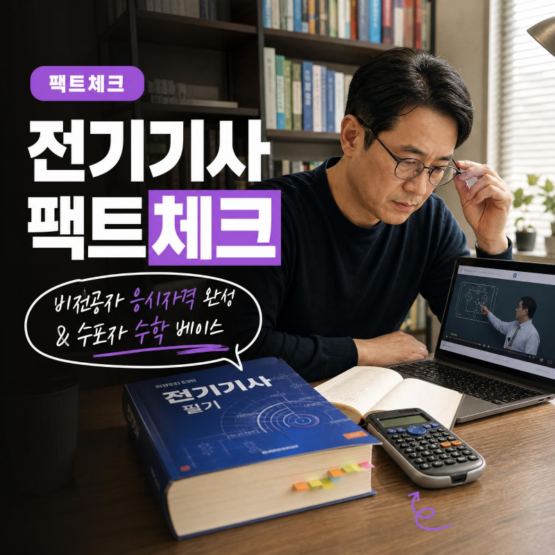 [2026 자격증] 노후 대비 4050 전기기사 비전공자 응시자격 106학점 단기 완성 및 수포자 수학 베....