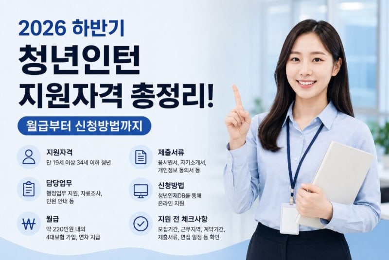2026 하반기 공기업 청년인턴 지원자격 , 월급부터 신청방법까지 알아보자