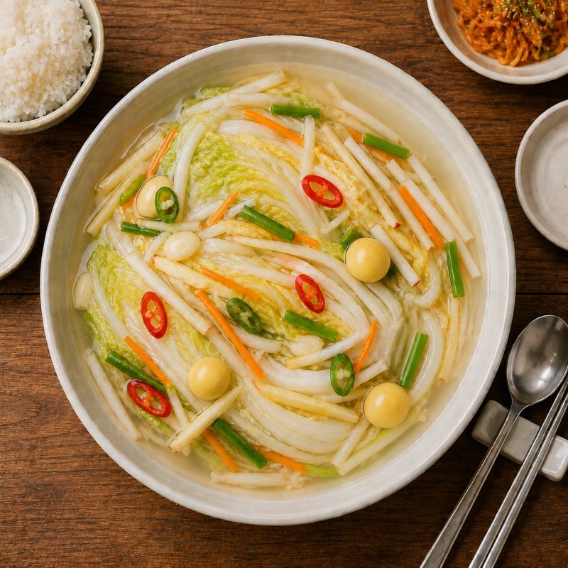백김치 가정식 레시피｜시원하고 깔끔한 국물 맛이 일품인 집밥 백김치 만들기