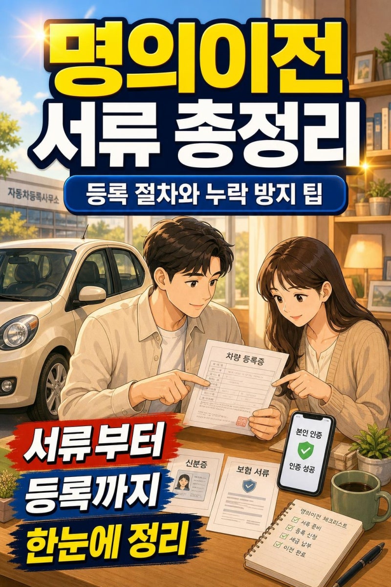 자동차 명의이전 필요서류와 등록 절차, 누락하면 다시 방문하는 이유까지 한눈에 정리