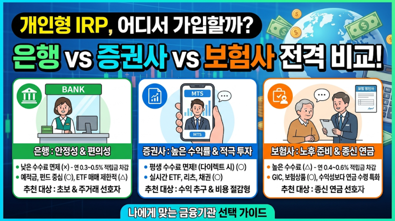 퇴직금 IRP 은행 비교 | 증권사 은행 수수료 차이, ETF 투자 및 추천 가이드