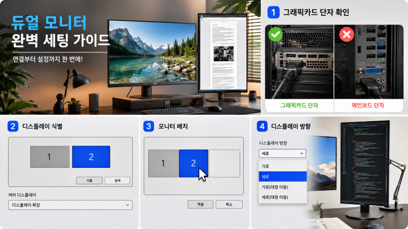 작업 효율 200% 높이는 듀얼 모니터 설정 방법, 완벽 세팅 가이드
