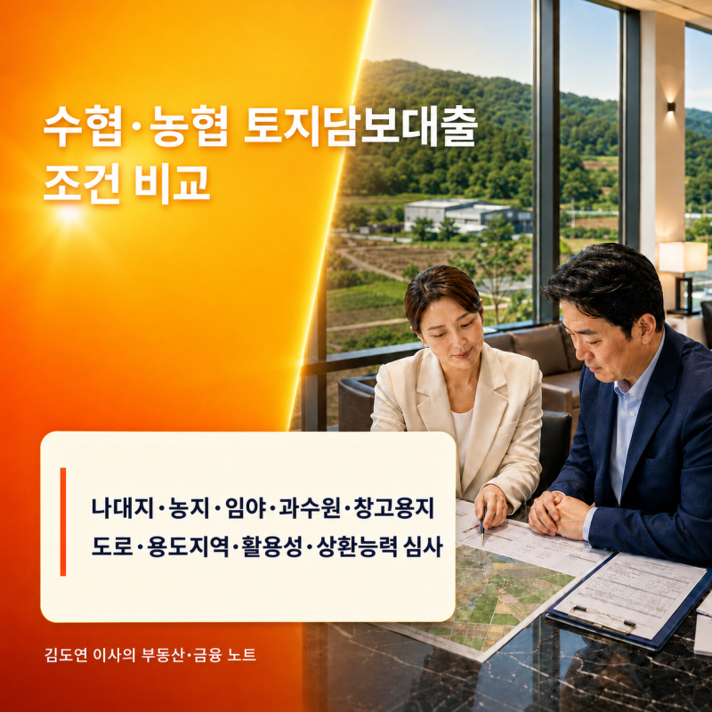 수협·농협 토지담보대출 조건 총정리｜나대지·농지·임야·과수원·창고용지 지목별 한도와....