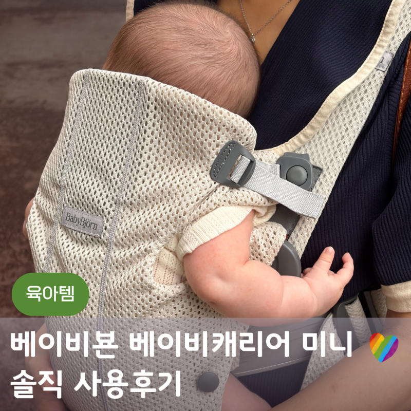 베이비뵨 아기띠 베이비캐리어 미니 NEW 크림 메쉬 내돈내산 후기