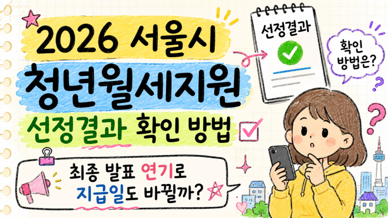 2026 서울시 청년월세지원 선정결과 확인 방법, 최종 발표 연기로 지급일도 바뀔까?