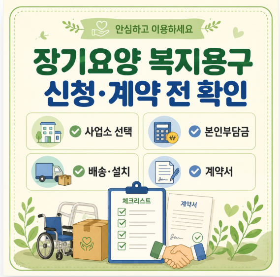 복지용구 신청과 계약 전 확인할 것｜사업소 선택·본인부담금·주의사항