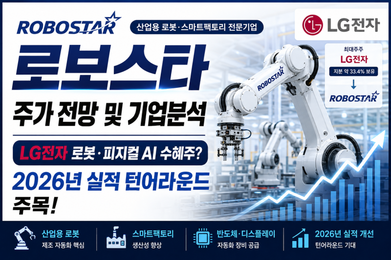 로보스타 주가 전망 및 기업분석,lg전자 로봇·피지컬AI수혜주? 2026년 실적 턴어라운드 주목