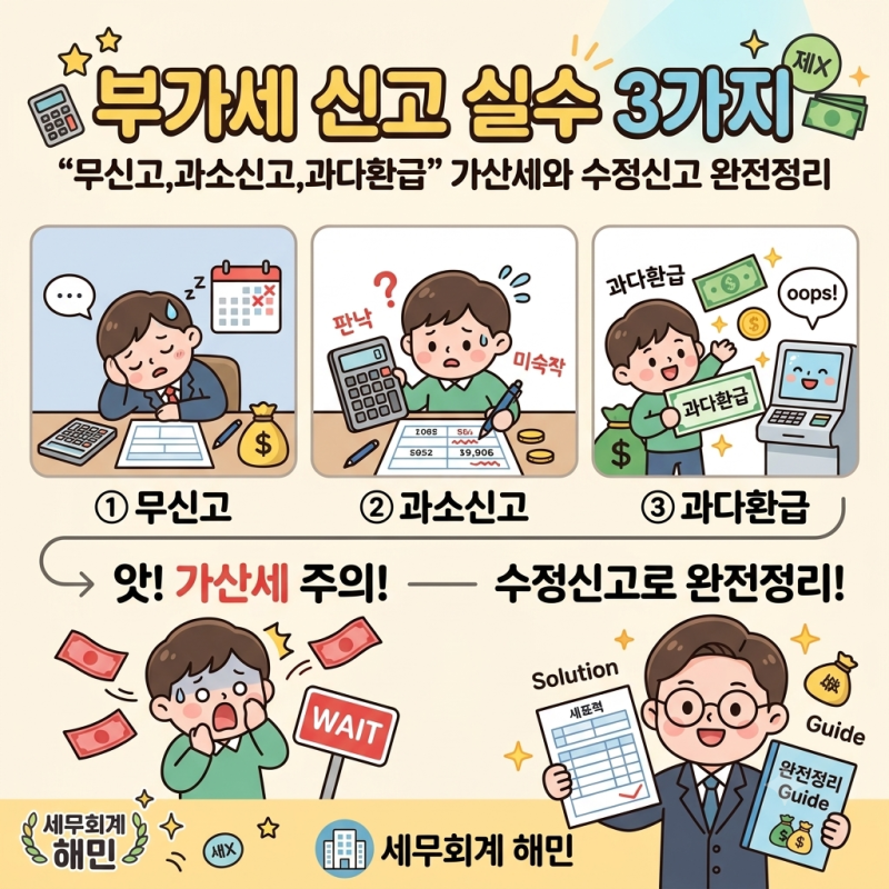 부가세 신고 실수 - "무신고,과소신고,과다환급, 세금계산서" 가산세와 수정신고 완전정리