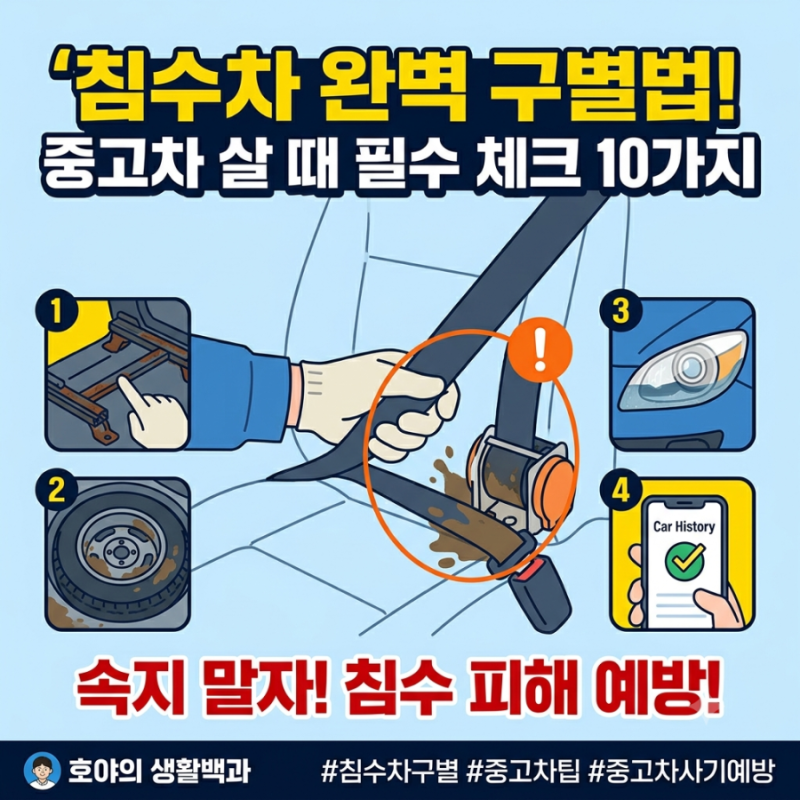 자동차 침수차 구별하는 방법! 중고차 살 때 꼭 확인해야 하는 10가지