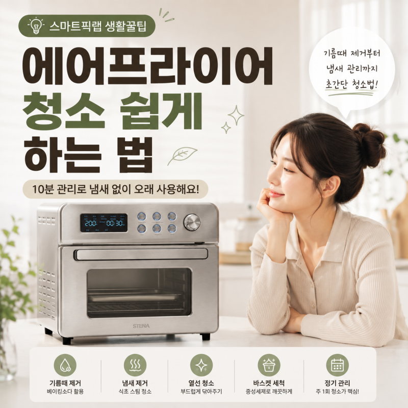 에어프라이어 청소 안 하면 냄새 폭탄! 10분 관리로 새것처럼 사용하는 비법