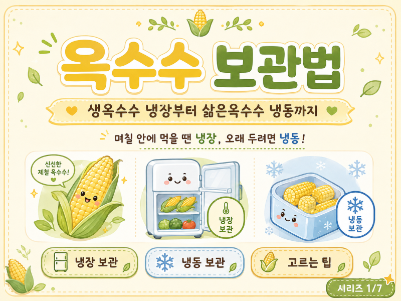 옥수수 보관법 생옥수수 냉장 삶은옥수수 냉동 오래 두고 먹는 법