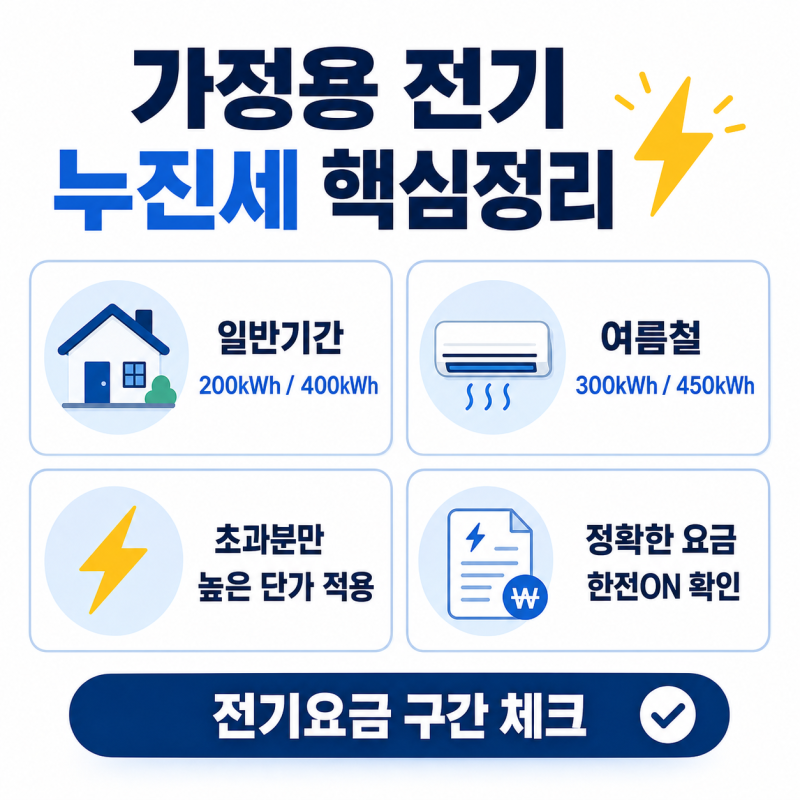 가정용 전기 누진세 구간 총정리, 여름철 300·450kWh 기준까지